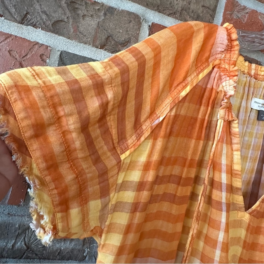 Pilcro and the Letter Press Gauzy Oversized Plaid Babydoll Top XS - Picture 4 of 9